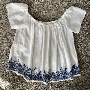 Zara. Basic Embroidered Peasant Top